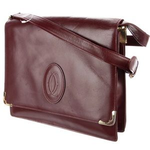 Cartier burgundy vintage messenger crossbody bag